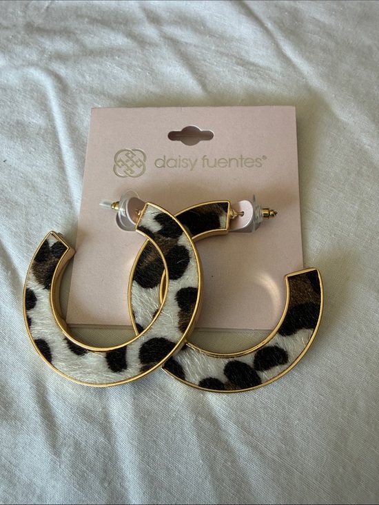 Daisy Fuentes Jewelry - Daisy Fuentes Gold-Trim Leopard Hoop Earrings - Black & White
